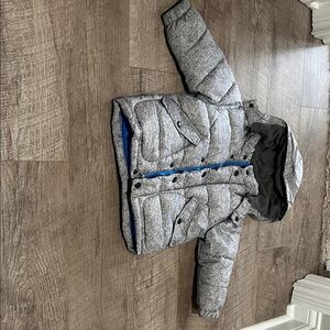 GAP Kids Gray and Blue Puffer Jacket with removable hood 2 T